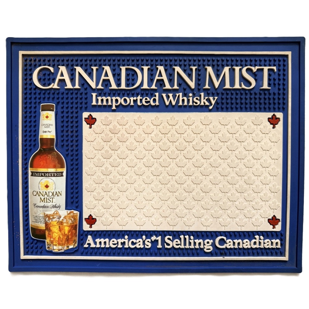 Vintage Canadian Mist Imported Canadian‎ Whisky Large Rubber Bar Mat 12" x 16"